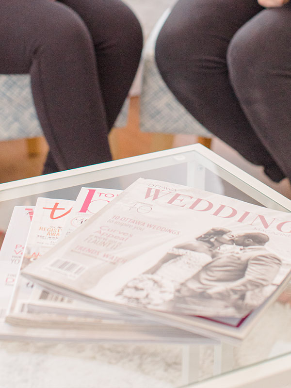 Something Blue Studio - Marketing Professionals and Designers for Wedding Pros - Photo of Wedding Magazines on a Coffee Table