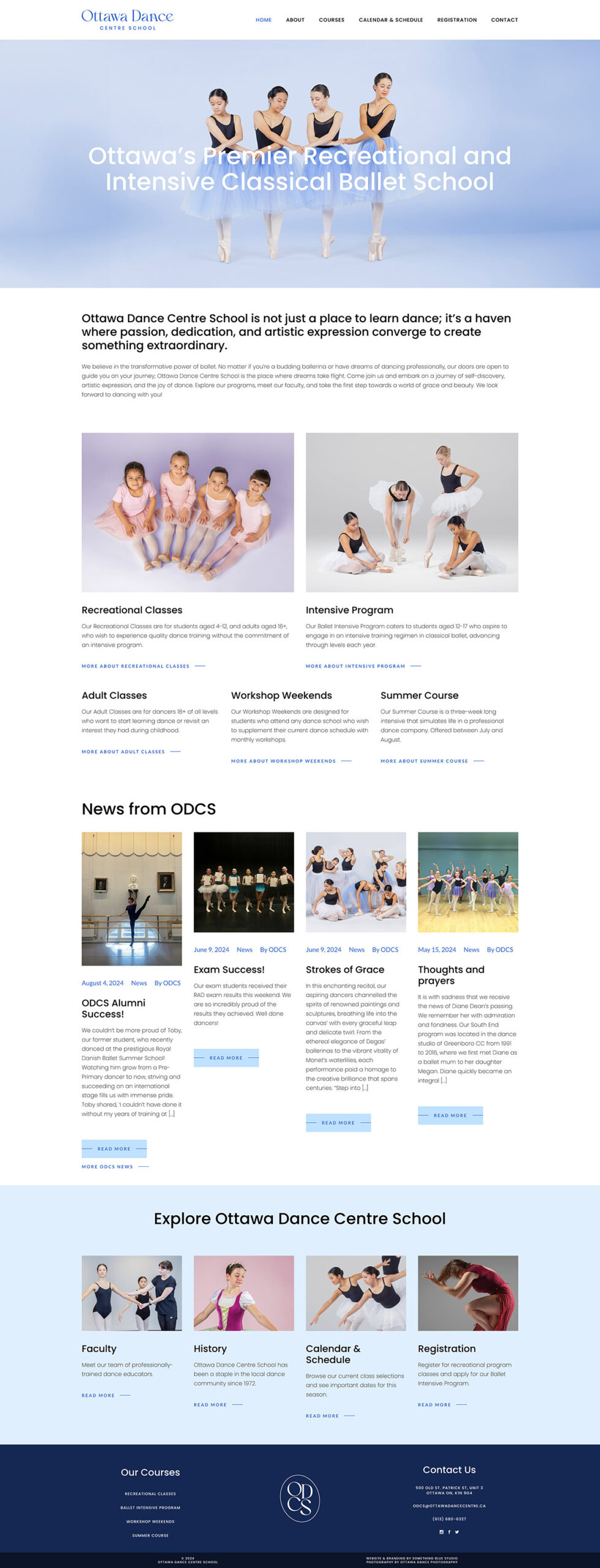 Something Blue Studio - Client Portfolios - Ottawa Dance Centre School Home Page smaller